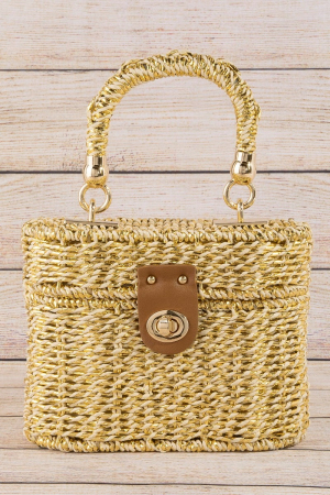 Woven Top Handle Box Bag