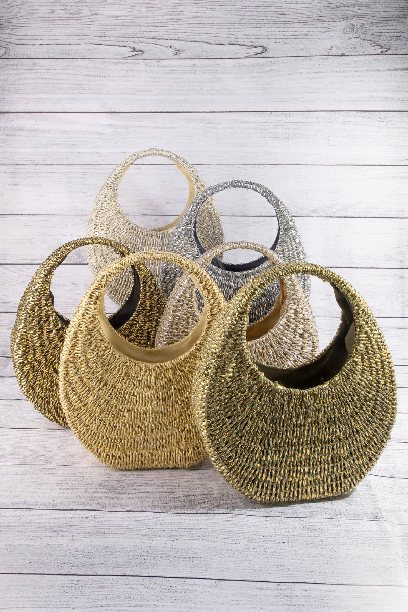 Basket Weave Round Tote Bag
