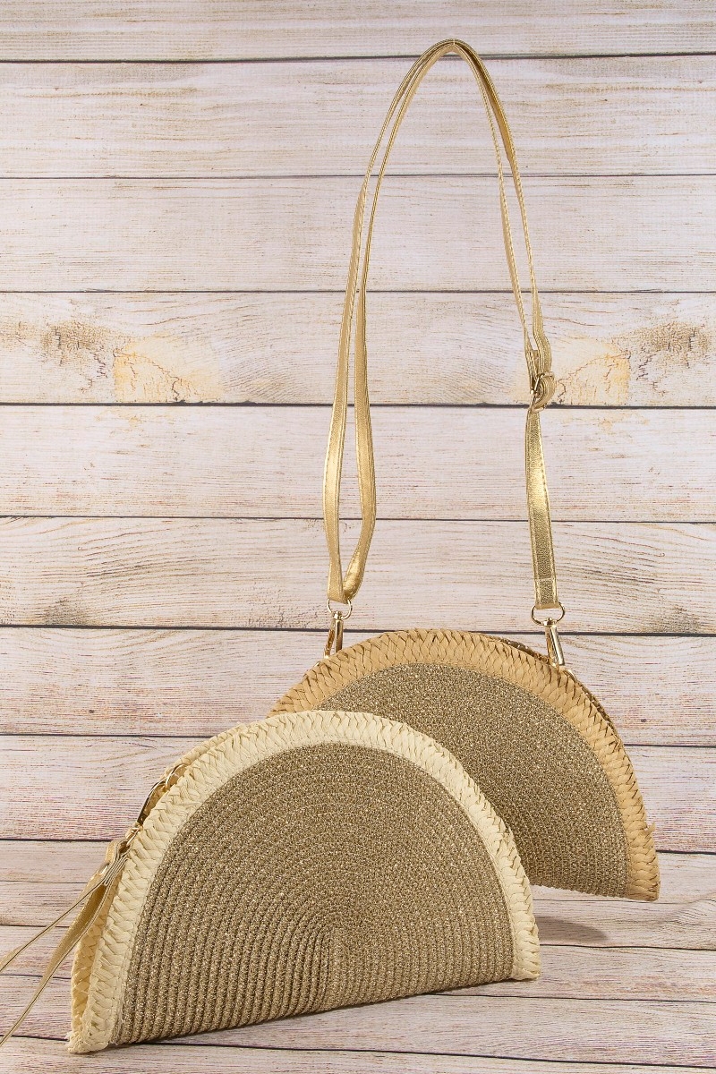 Two Tone Half Moon Clutch Bag