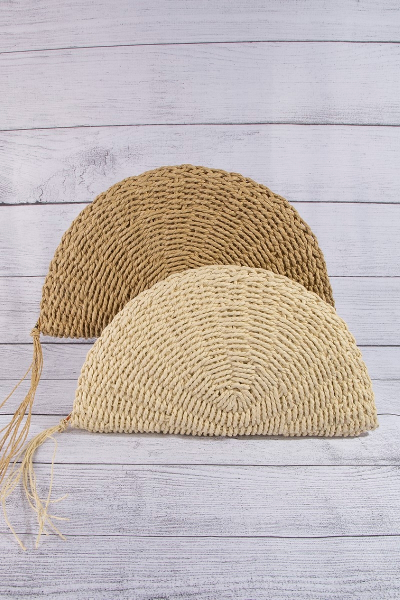 Straw Woven Half Moon Clutch Bag