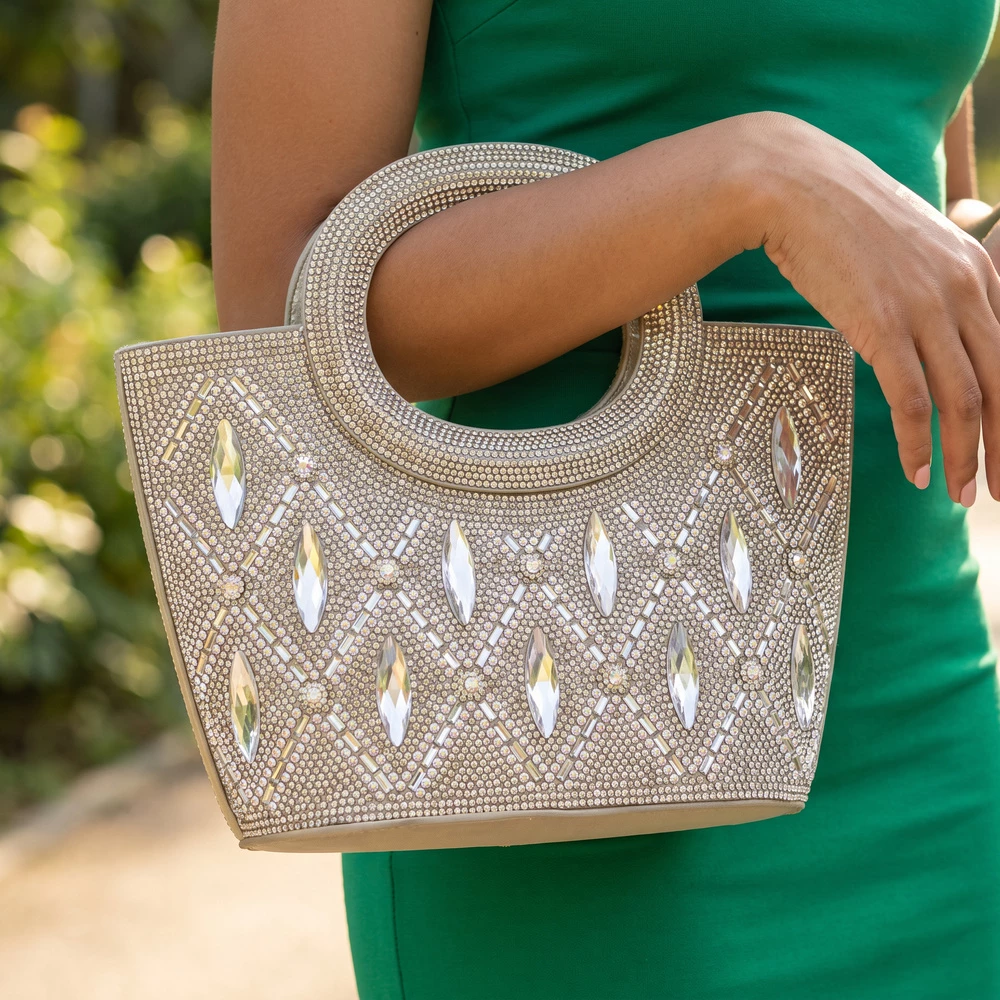 Marquise Crystal Lattice Cutout Handle Evening Bag