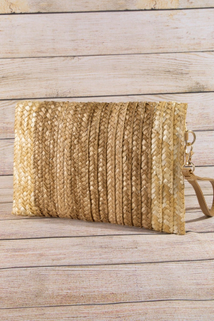 Three Tone Straw Clutch Bag