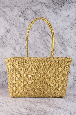Basket Weave Straw Tote Bag
