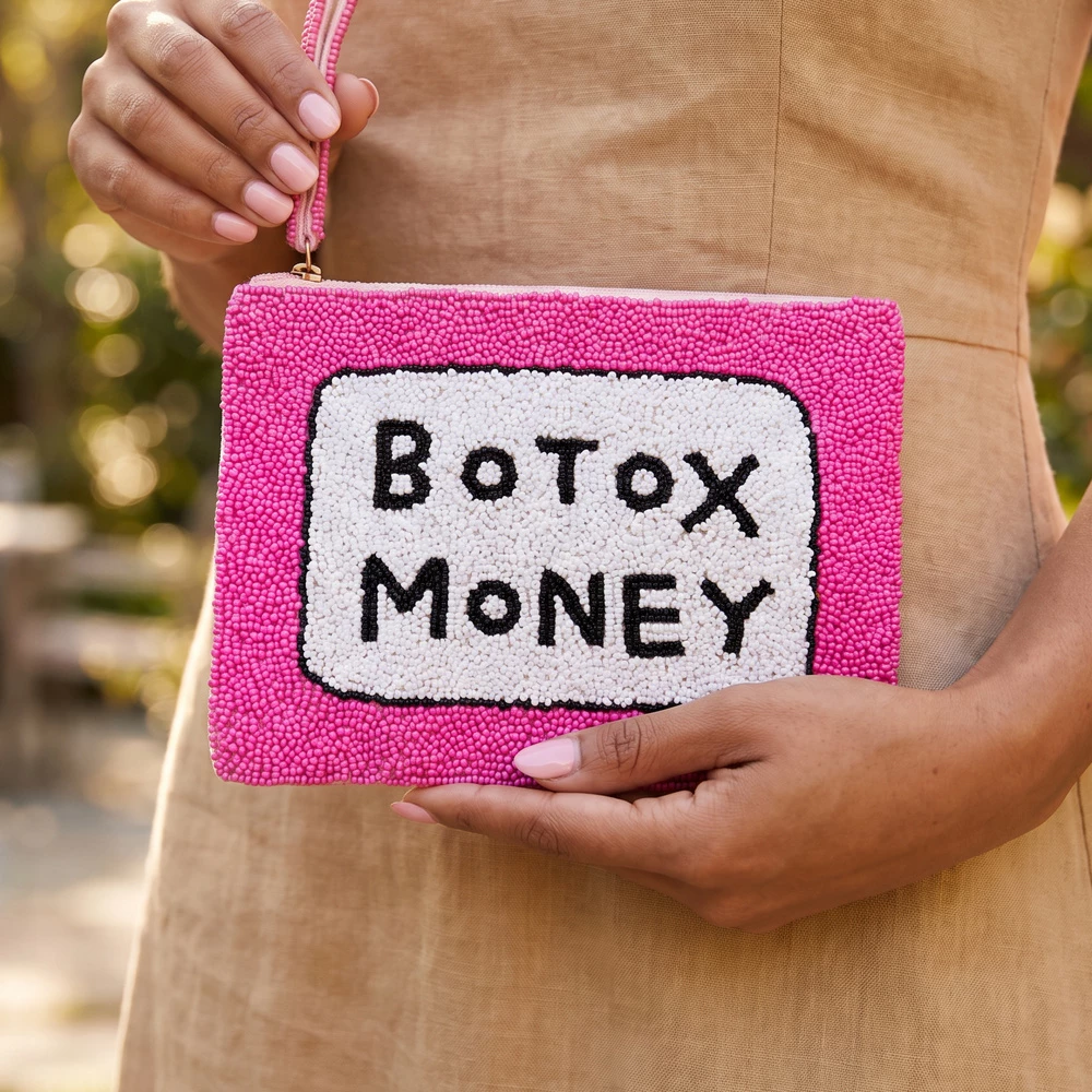 Botox Money Beaded Zip Pouch