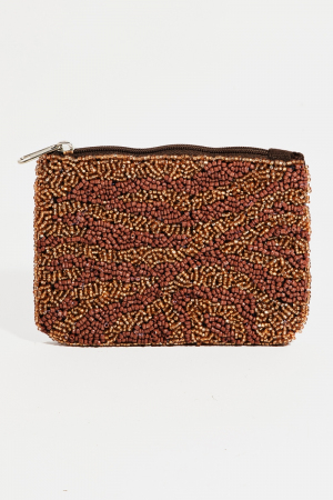 Brown Gold Beaded Coin Purse
