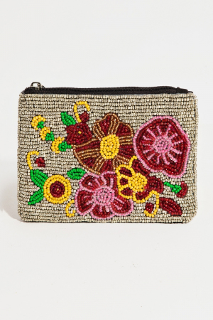 Multi Flower Beaded Coin Purse
