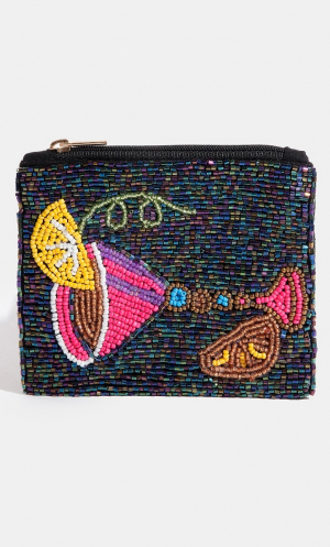 Seed Beaded  Martini Coin Purse