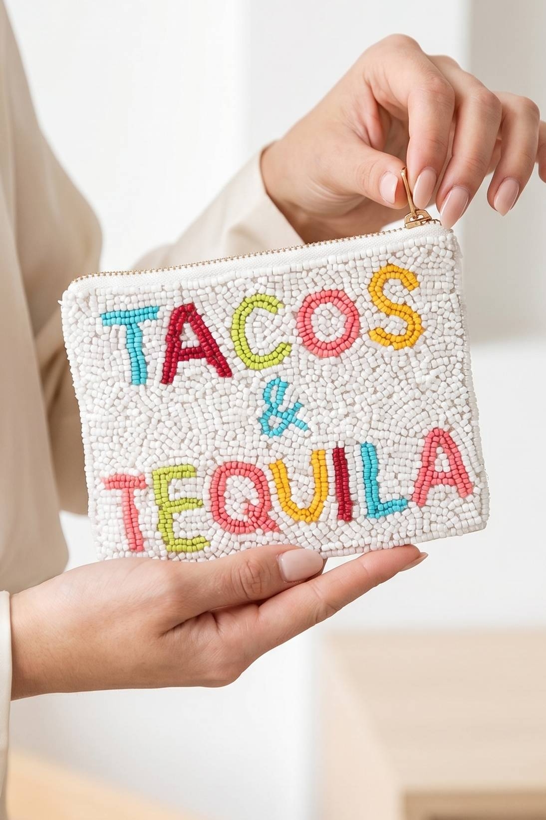 Beaded Tacos And Tequila Coin Purse