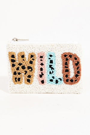 Wild Print Beaded Coin Purse