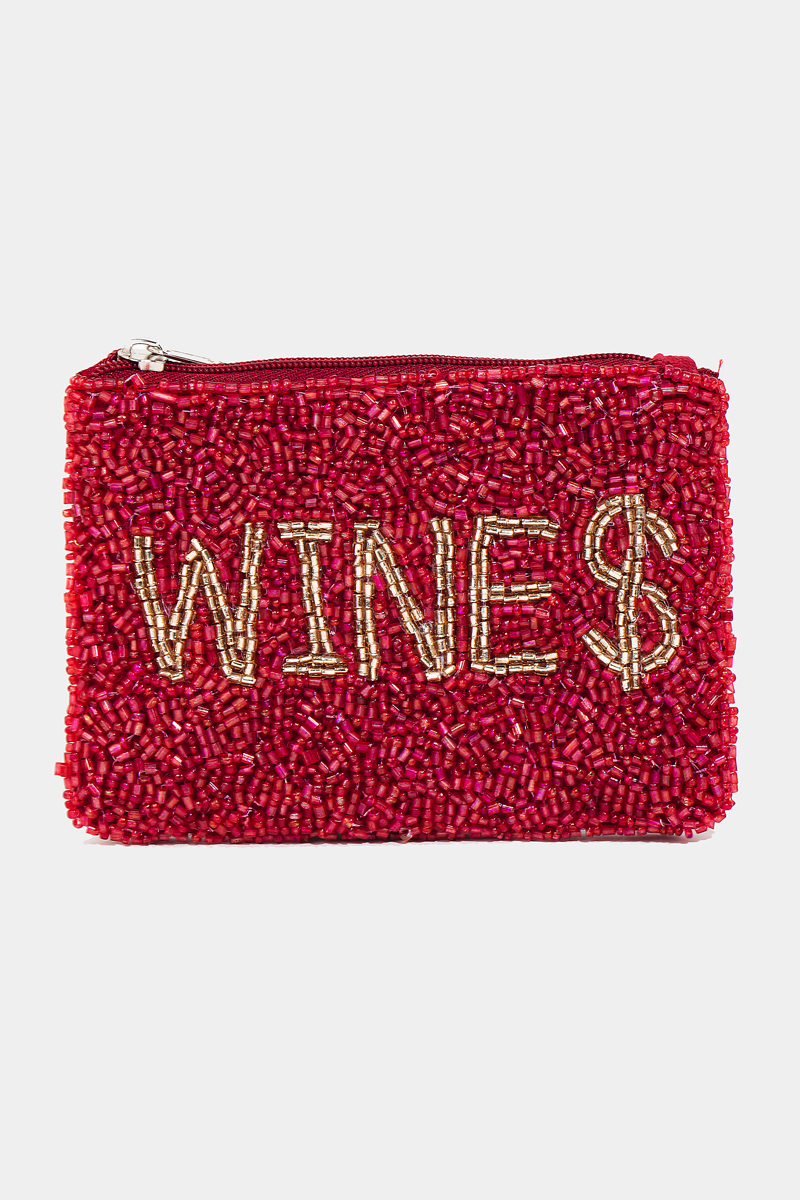Wines Seed Beaded Coin Purse