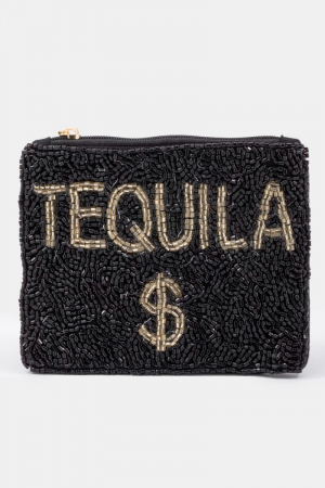 Tequila Print Beaded Coin Purse