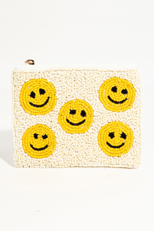 Multi Happy Face Beaded Coin Purse