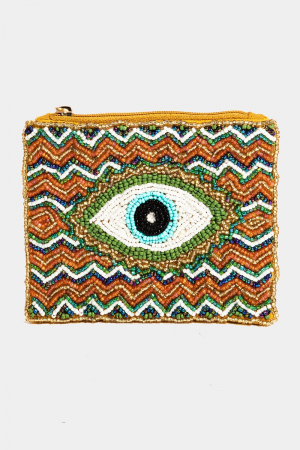 Zigzag Pattern Evil Eye Beaded Coin Purse