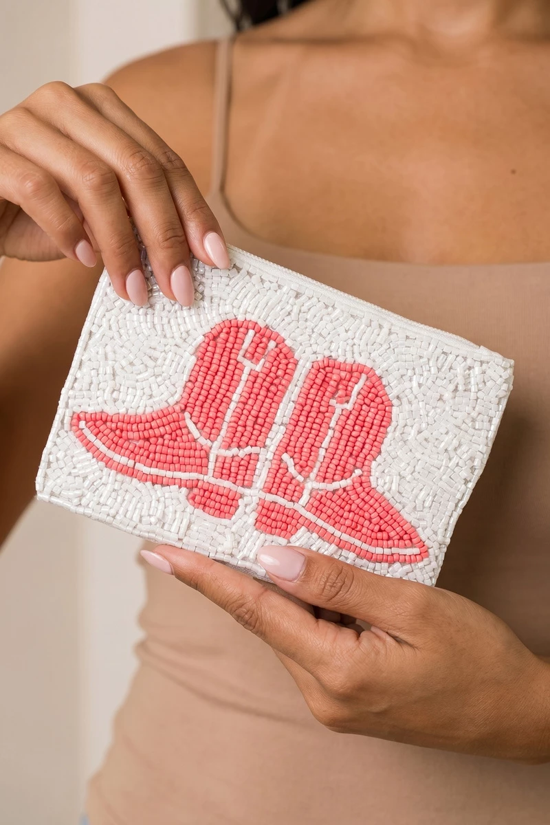 Cowboy Boots Beaded Coin Pouch