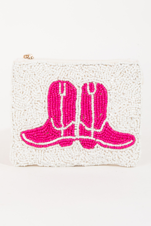 Pink Seed Beaded Coin Purse