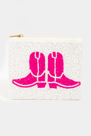 Pink Seed Beaded Coin Purse