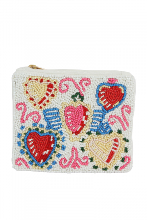 Heart Celebration Beaded Coin Purse