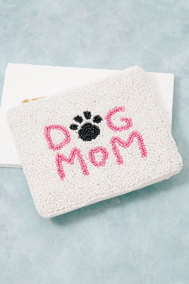 Seed Beaded Dog Mom Coin Purse