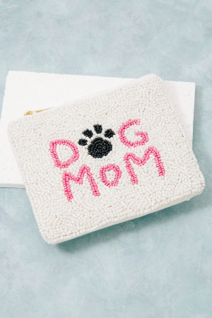 Seed Beaded Dog Mom Coin Purse