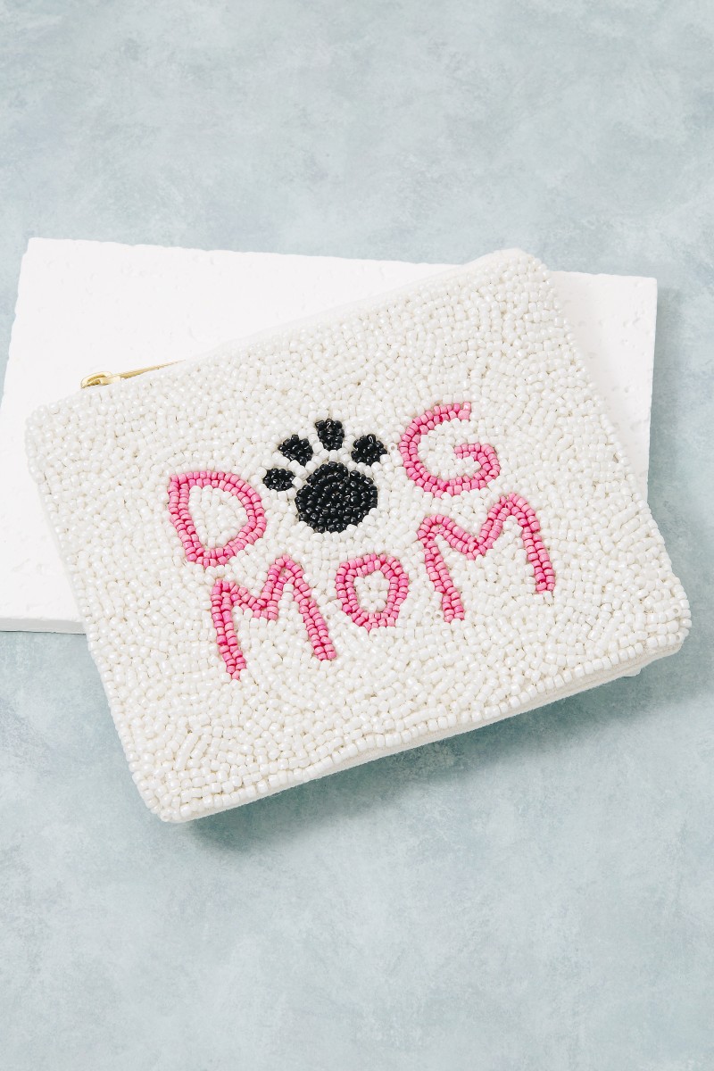 Seed Beaded Dog Mom Coin Purse