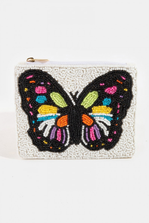 Seed Beaded Butterfly Coin Purse