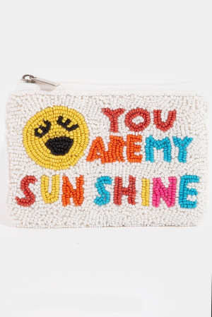 You Are My Sunshine Seed Beaded Coin Purse