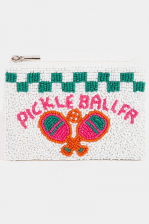 Seed Beaded Pickleballer Paddles Coin Purse