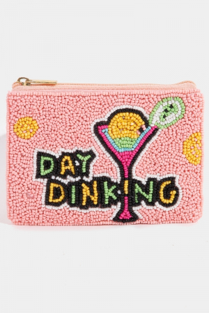 Seed Beaded Day Dinking Martini Coin Purse