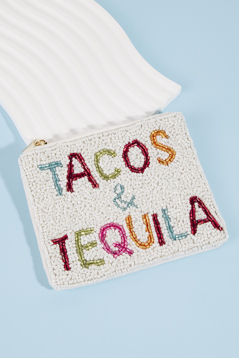 Tacos And Tequila Beaded Coin Purse