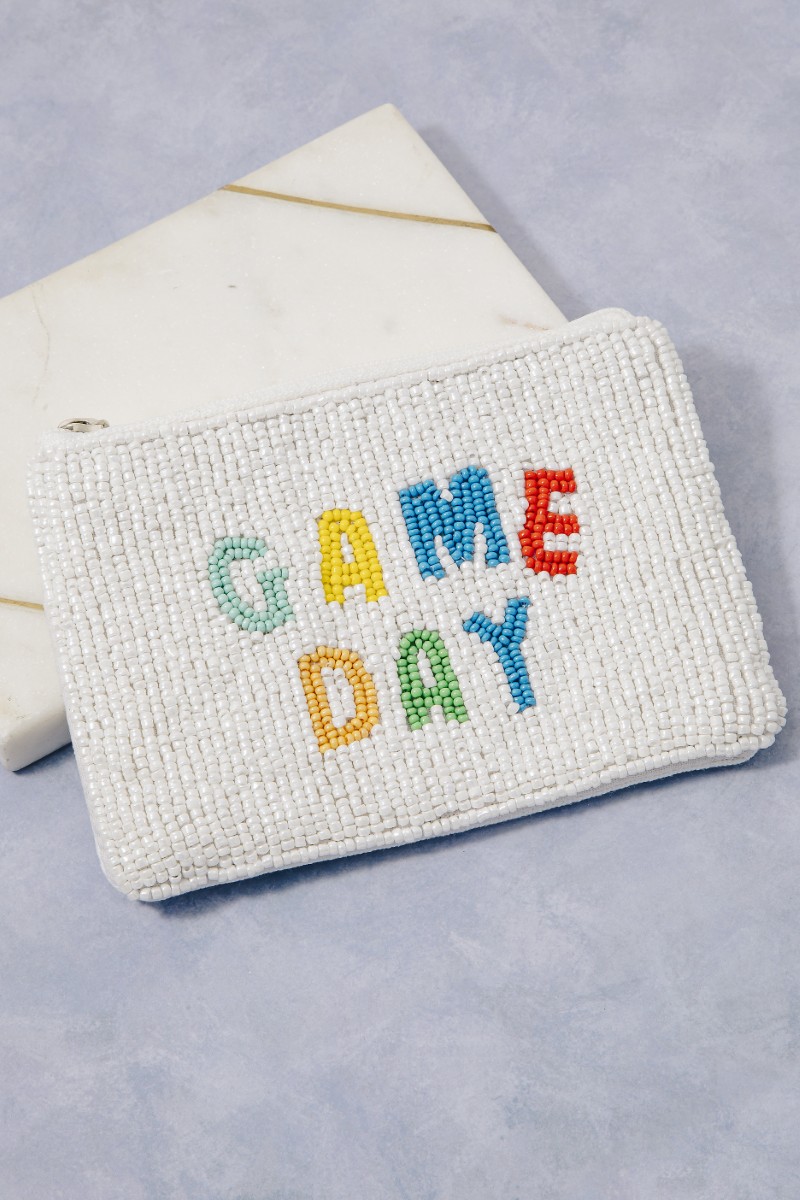 Rainbow Game Day Seed Beaded Coin Purse