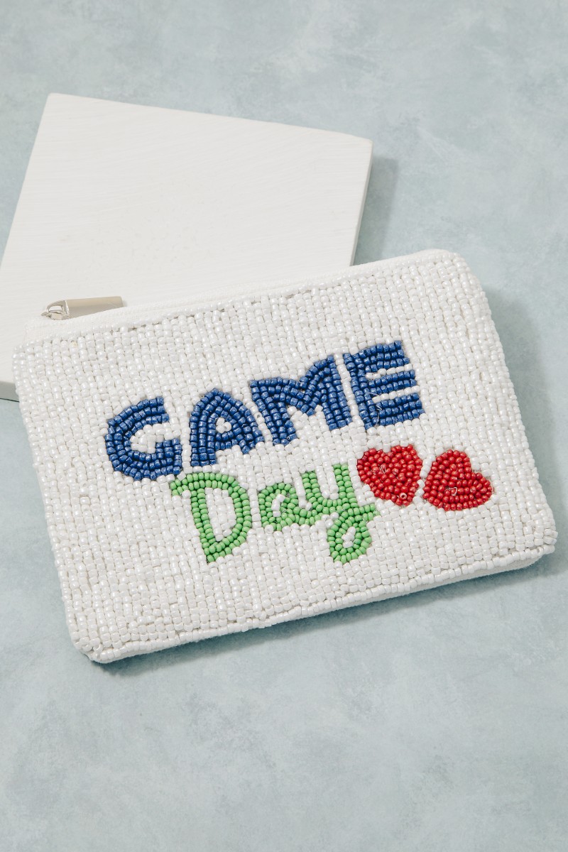 Game Day Hearts Seed Beaded Coin Purse