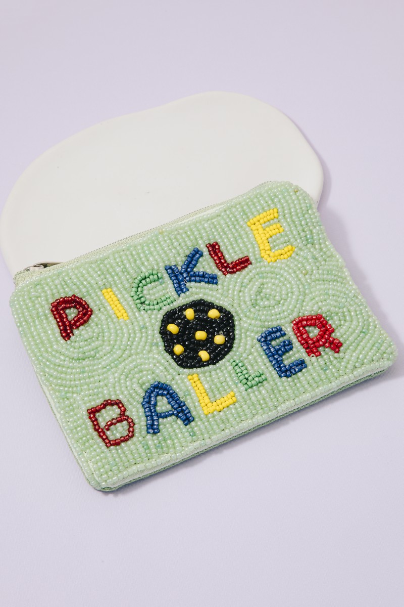 Pickle Baller Seed Beaded Coin Purse