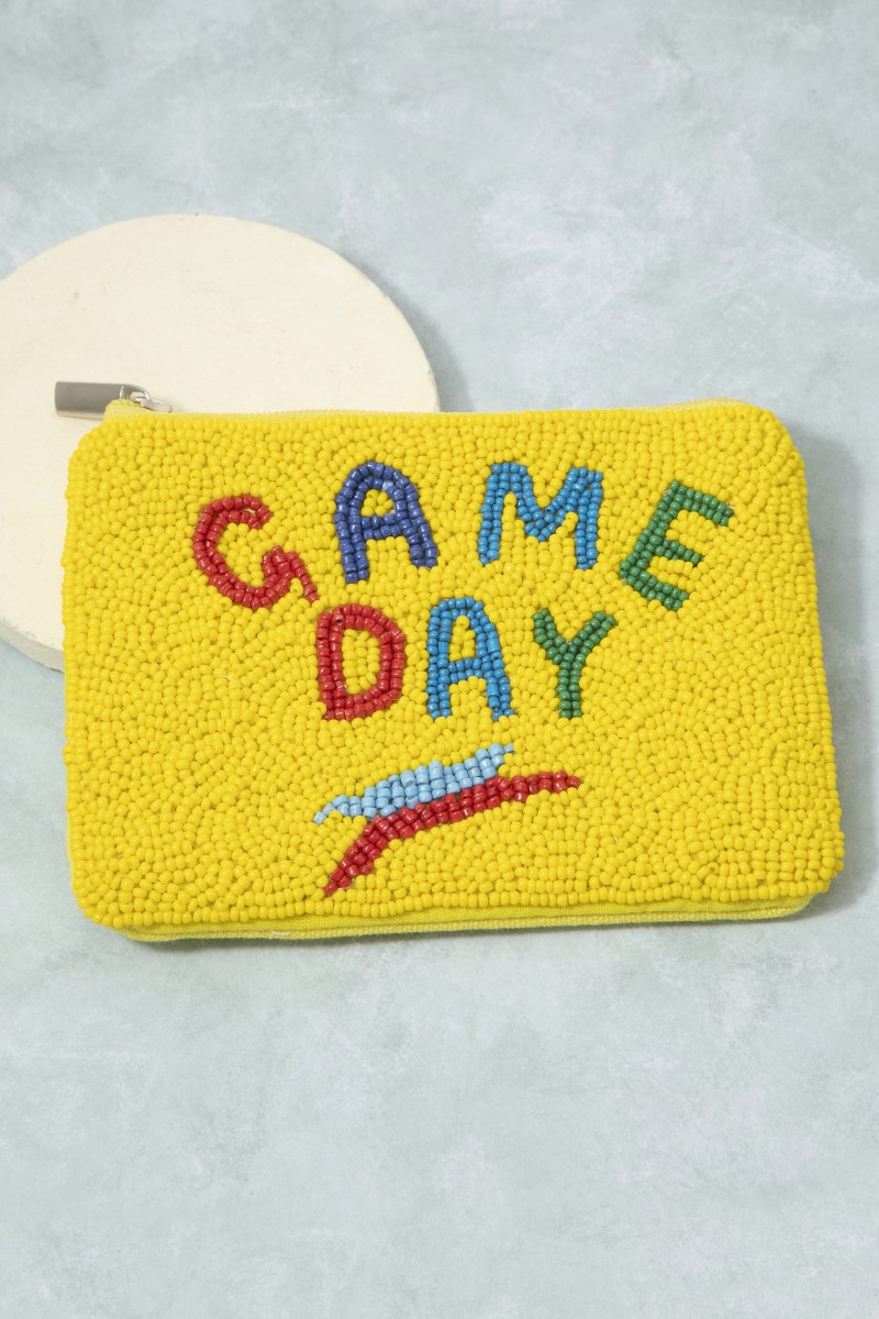 Bright Game Day Seed Beaded Coin Purse