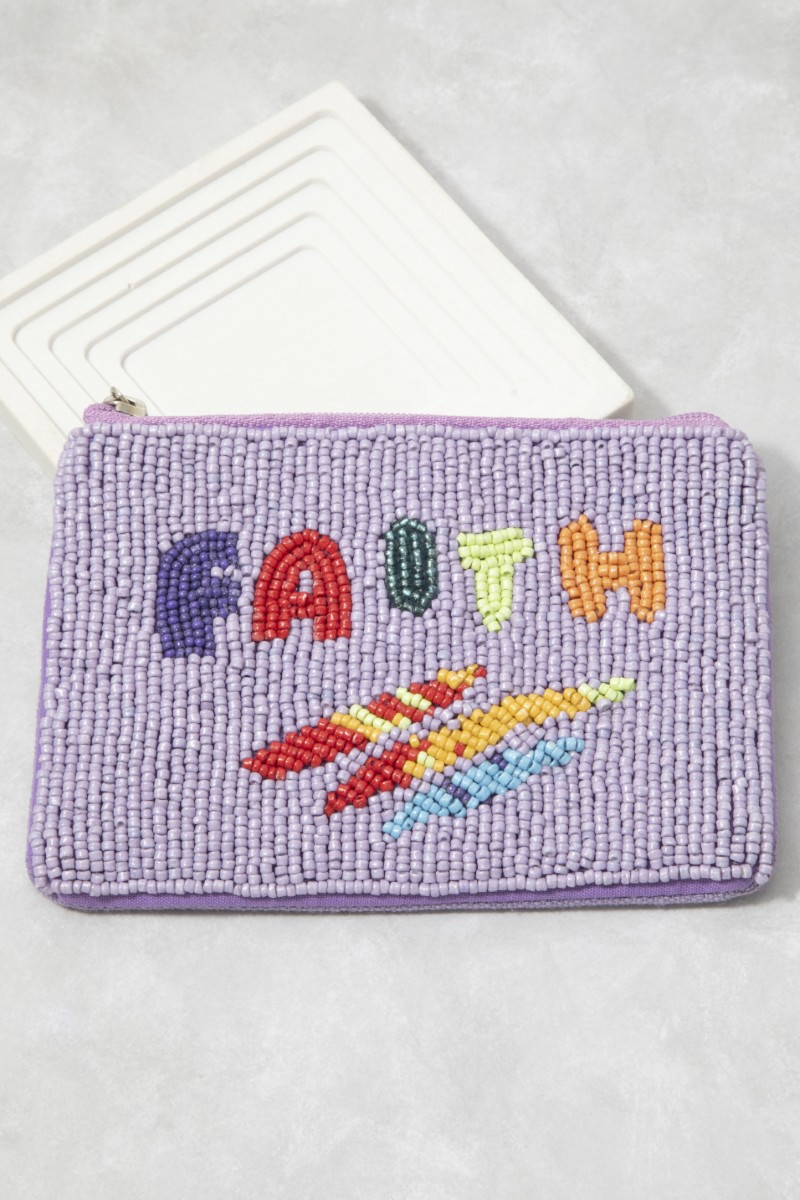 Seed Beaded Rainbow Faith Coin Purse