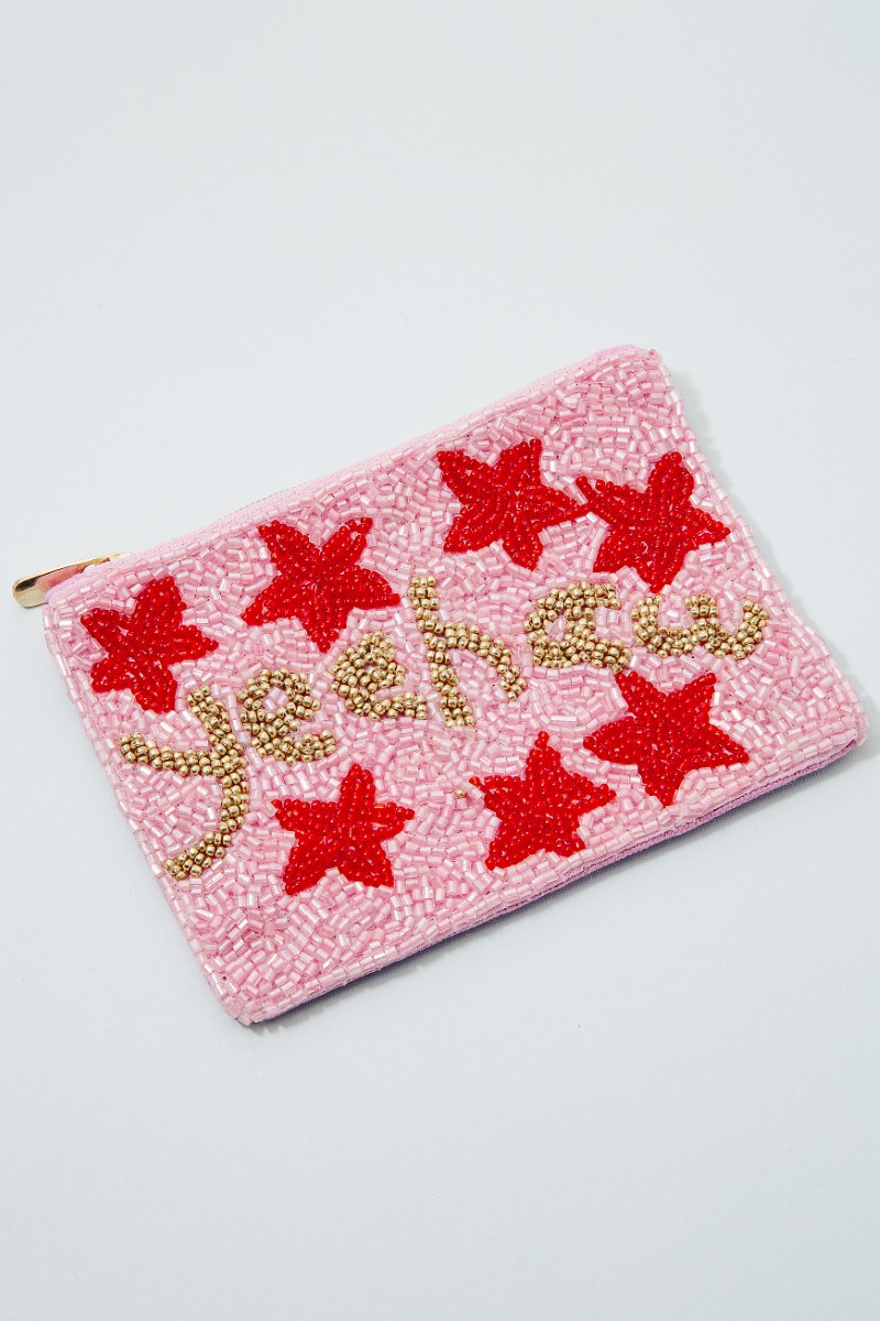 Yeehaw Stars Seed Beaded Coin Purse