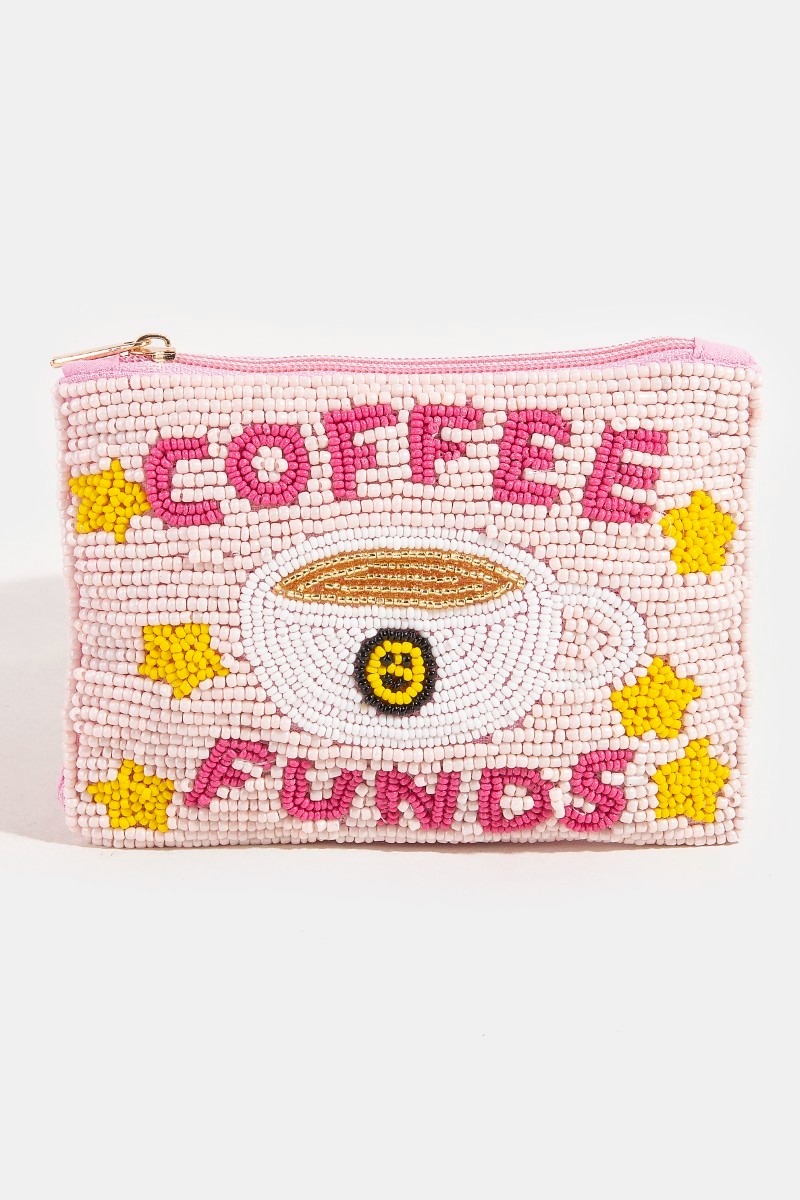 Coffee Funds And Stars Seed Beaded Coin Purse