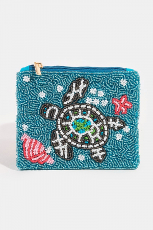 Seed Beaded Sea Life Coin Purse