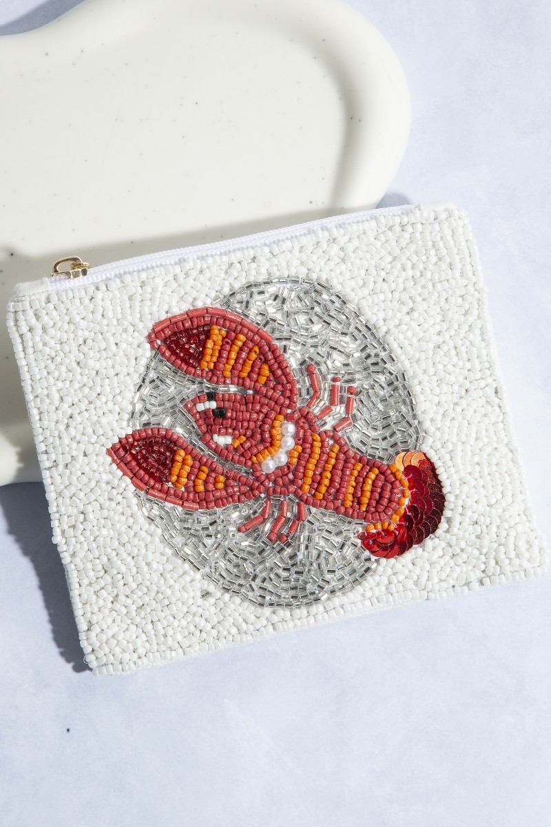 Seed Beaded Lobster Coin Purse
