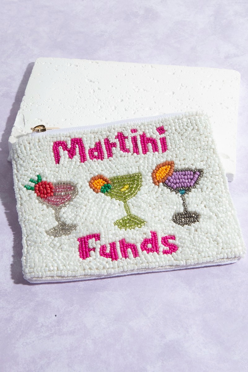 Seed Beaded Martini Funds Coin Purse