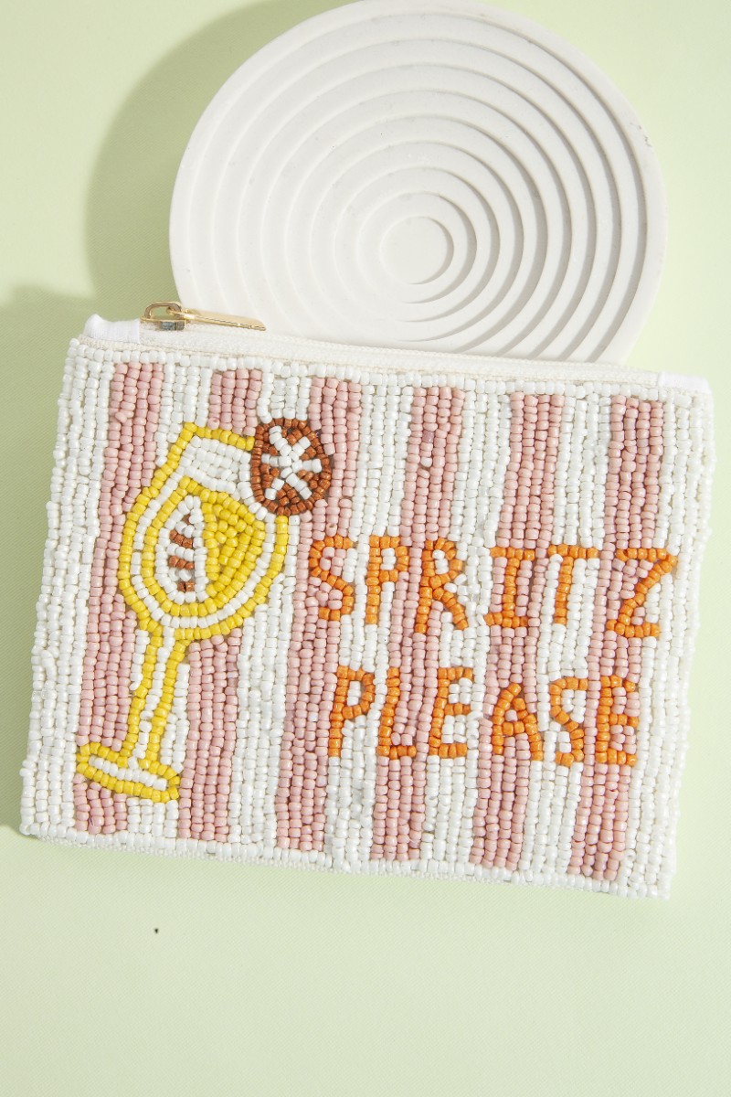 Spritz Please Stripped Seed Beaded Coin Purse