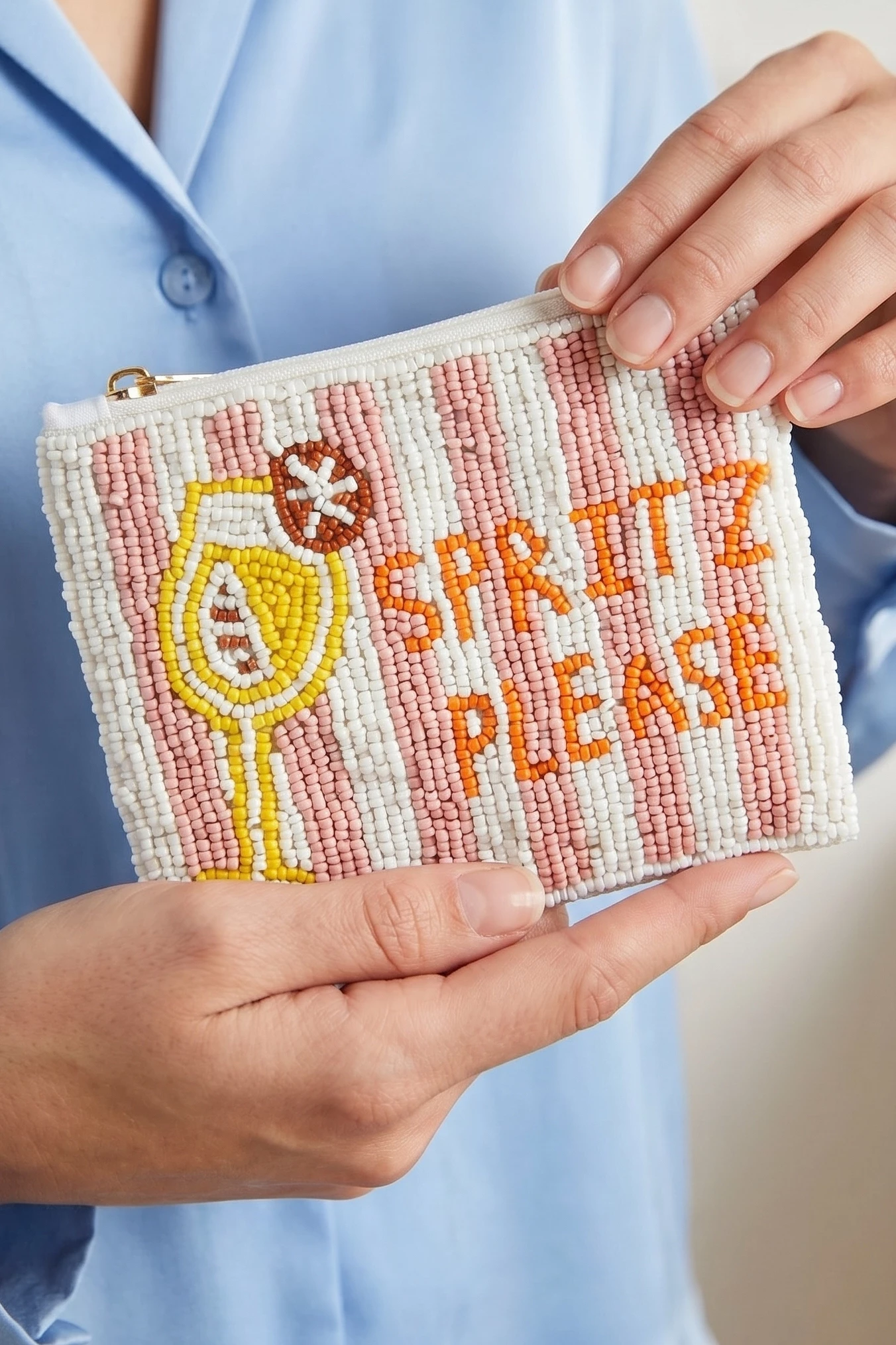 Spritz Please Stripped Seed Beaded Coin Purse