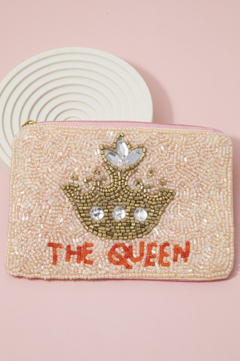 The Queen Crown Seed Beaded Coin Purse