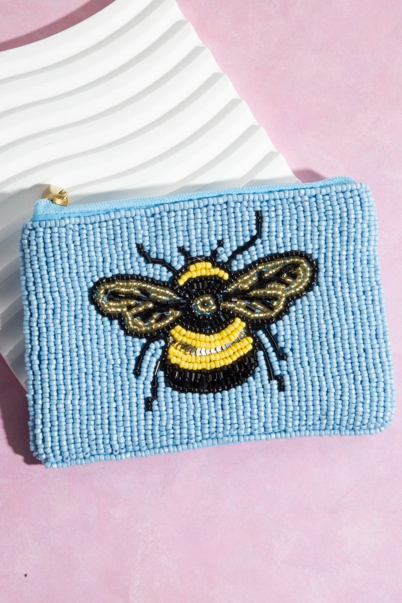Seed Beaded Queen Bee Coin Purse