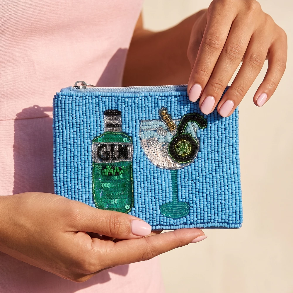 Beaded Gin And Tonic Cocktail Coin Pouch