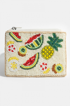 Seed Beaded Pineapple Watermelon Fruit Coin Purse