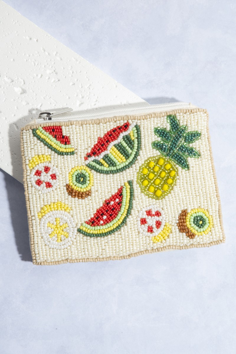 Seed Beaded Pineapple Watermelon Fruit Coin Purse