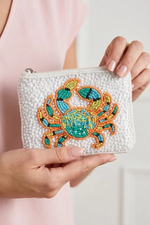 Seed Beaded Sea Life Crab Coin Purse
