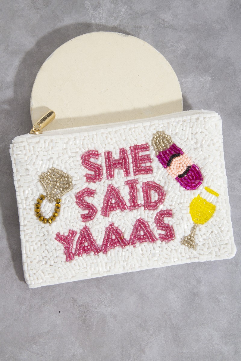 She Said Yaaas Seed Beaded Coin Purse