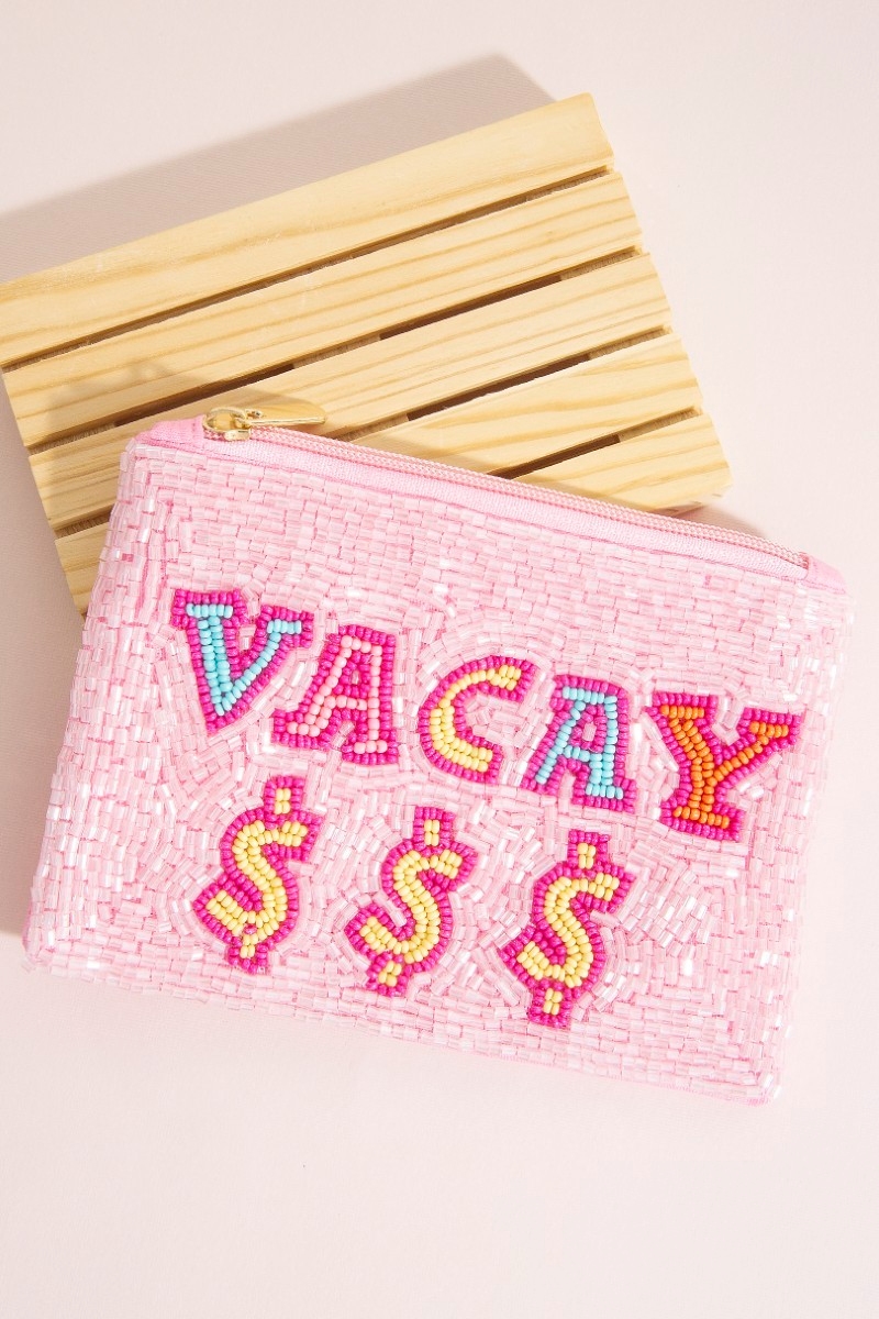 Vacay Money Seed Beaded Coin Purse