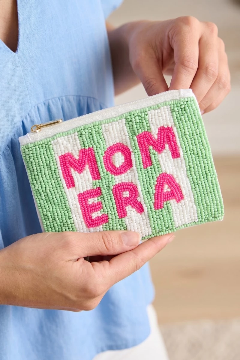 Mom Era Stripped Seed Beaded Coin Purse